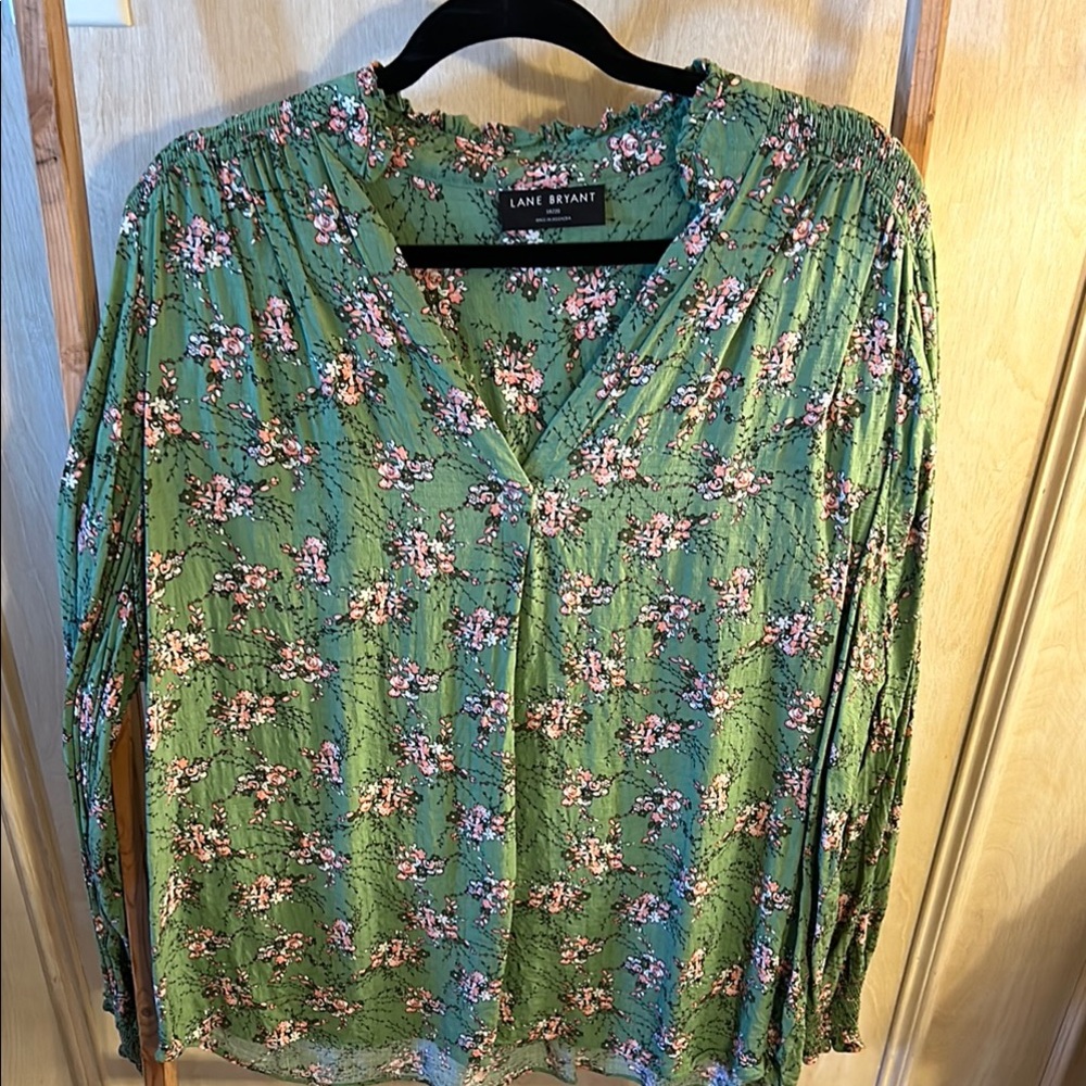 Lane Bryant Green Floral Women's Top